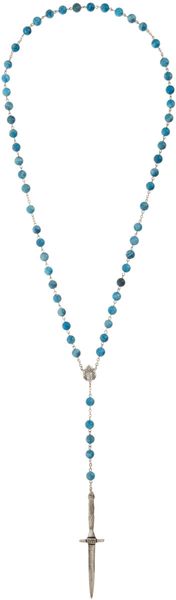 Pamela Love Blue Agate Silver Dagger Rosary Necklace - Lyst