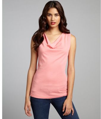 Three Dots Carnation Cotton Blend Cowl Neck Sleeveless Top - Lyst