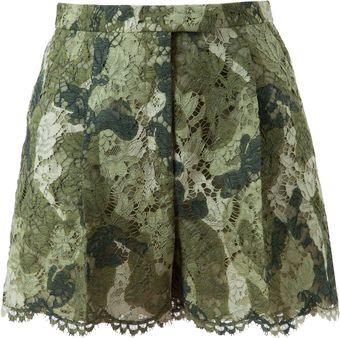 Valentino Camouflage Patterned Lace Shorts - Lyst
