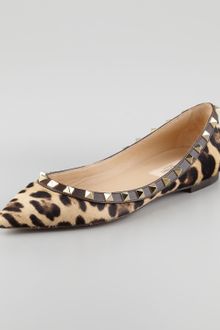 Valentino Rockstud Calf Hair Ballerina Flat - Lyst