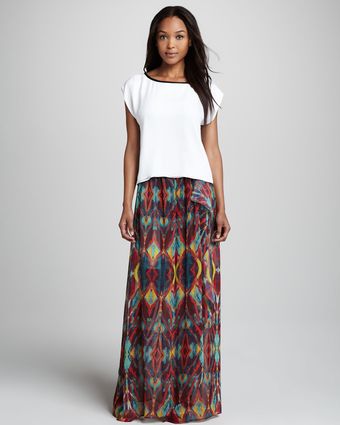 Alice + Olivia Miabella Printed Chiffon Maxi Skirt - Lyst