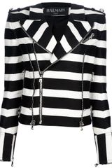 Balmain Striped Biker Jacket