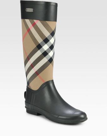 Burberry Clemence Check Canvas Rain Boots - Lyst
