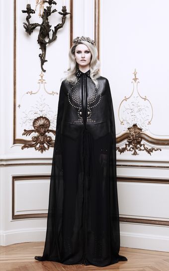 Givenchy Chiffon and Leather Long Cape - Lyst