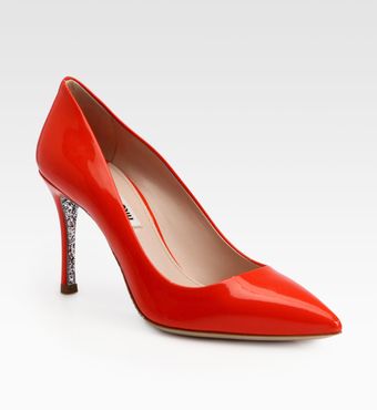 Miu Miu Patent Leather Glitter Sole Pumps - Lyst