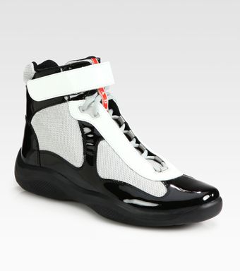 Prada Hightop Patent Sneakers - Lyst
