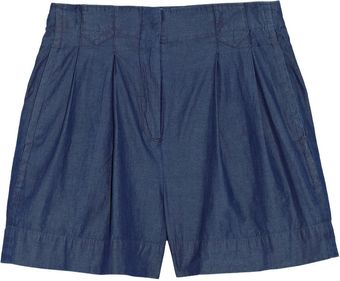 Theory Eban Highwaisted Chambray Shorts - Lyst