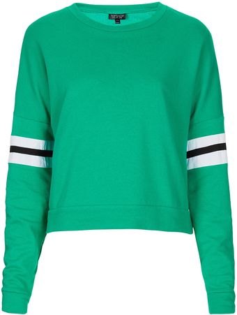 Topshop Stripe Sleeve Sweat - Lyst