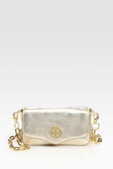 Tory Burch Foldover Metallic Leather Mini Bag - Lyst