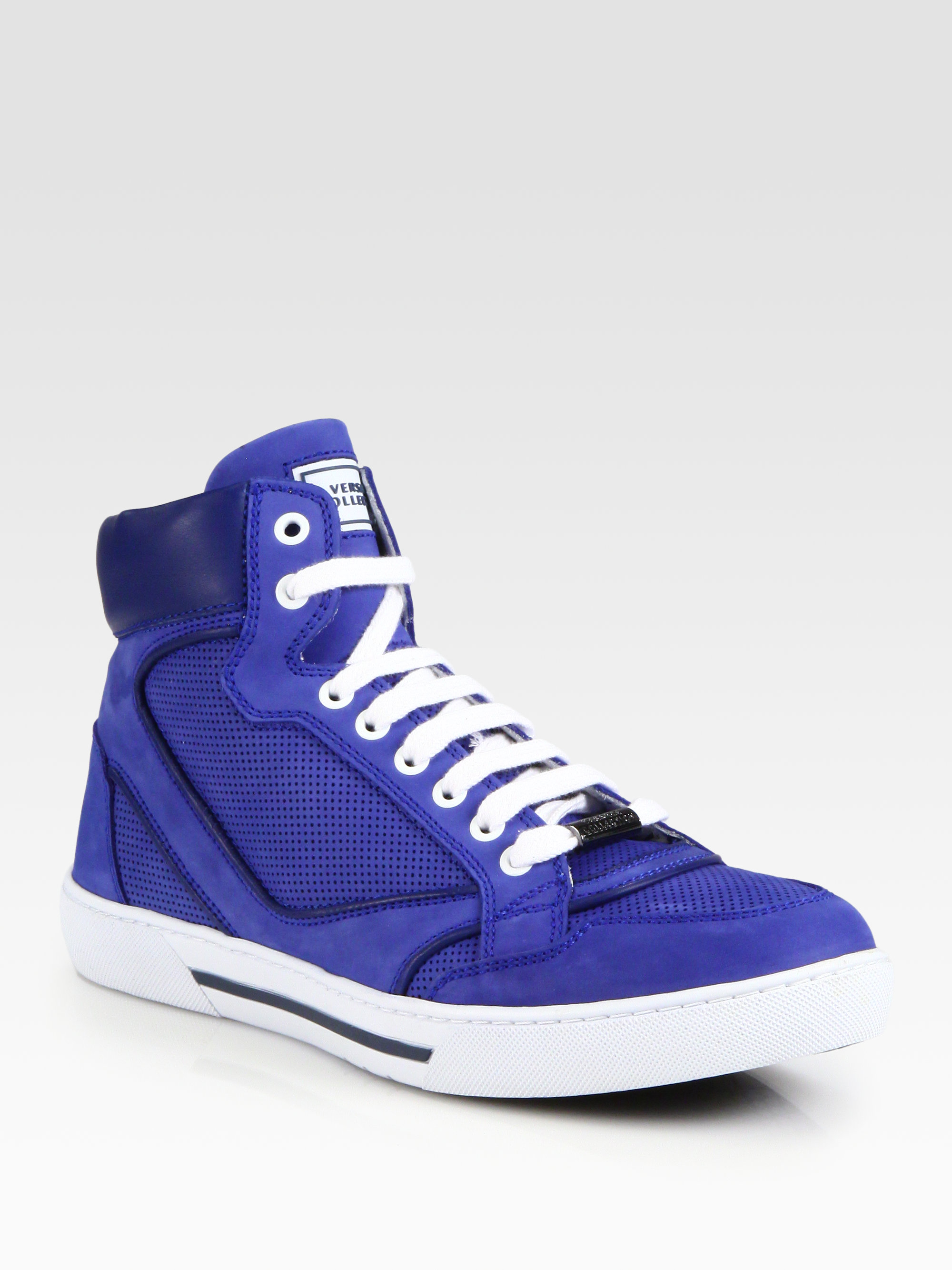 blue leather high tops