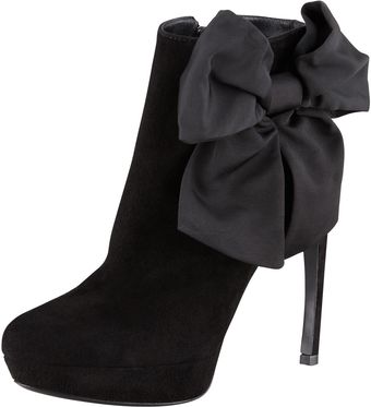 Alexander McQueen Bowankle Suede Bootie Black - Lyst