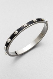 Alexander McQueen Enamel Accented Skull Bangle Bracelet - Lyst