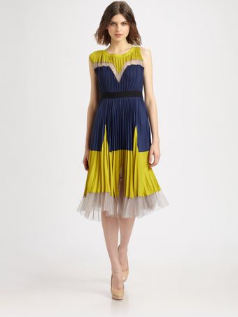 BCBGMAXAZRIA Pleated Dress - Lyst