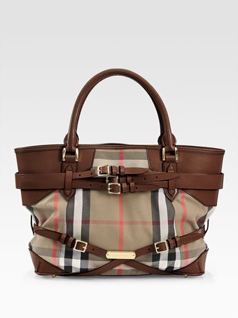 Burberry Medium Check Tote - Lyst