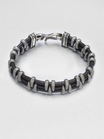 David Yurman Leather Stippled Bracelet - Lyst