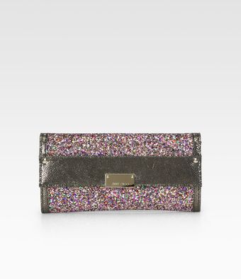 Jimmy Choo Reese Coarse Glitter Continental Wallet - Lyst
