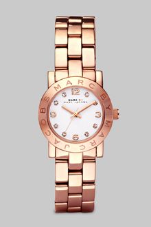 Marc By Marc Jacobs Crystal Accented Stainless Steel Logo Watchrose Goldtone - Lyst