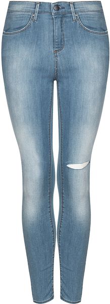 Moto Bleach Ripped Knee Skinny Jeans - Lyst