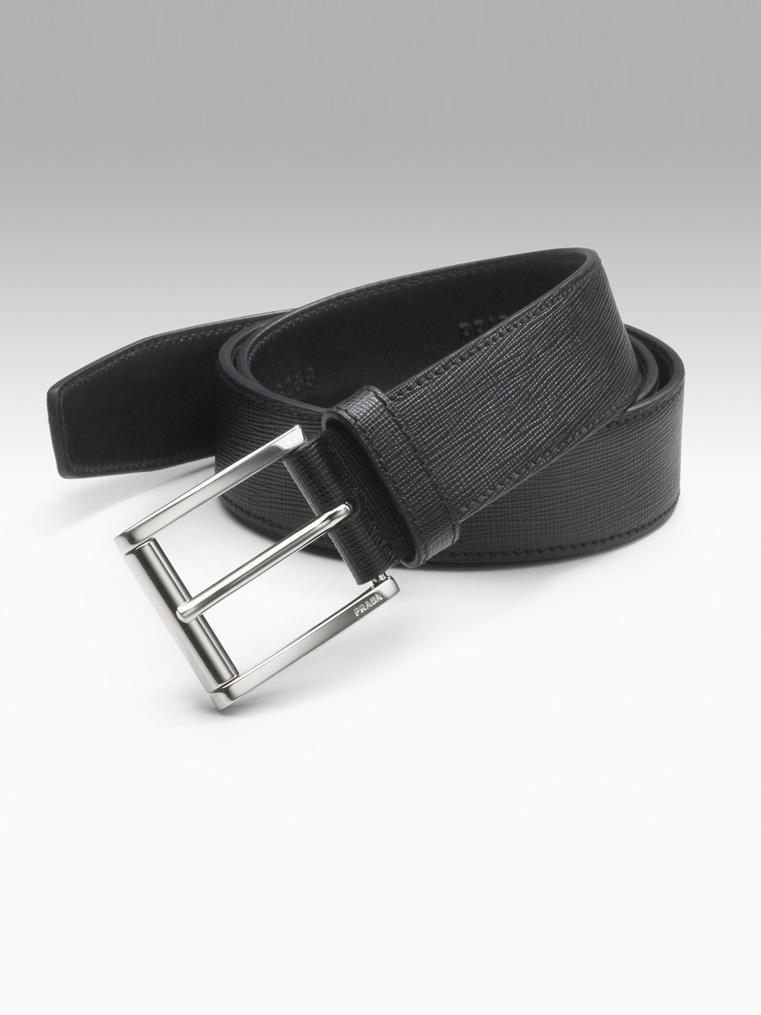 Prada Logo Leather Belt In Black For Men Cacao Lyst