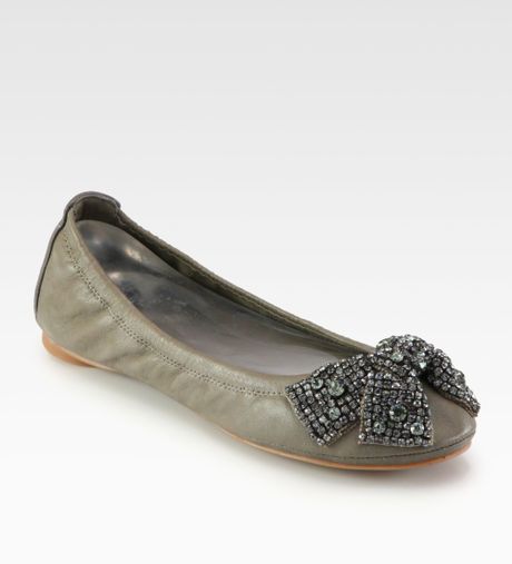 tory burch eddie ballet flat with crystal bow