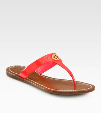 Tory Burch Cameron Patent Leather Thong Sandals - Lyst