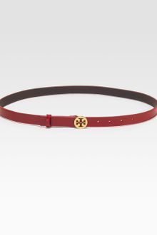 Tory Burch Skinny Logo Patent Leather Belt - Lyst