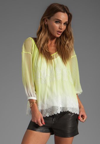 Catherine Malandrino Embroidery Long Sleeve Blouse in Absinthe - Lyst