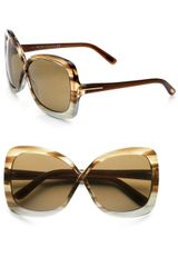 Tom Ford Calgary Acetate Butterfly Sunglasses Striped Brown