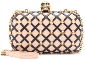 Alexander McQueen Skull Embellished Studded Leather Box Clutch - Lyst