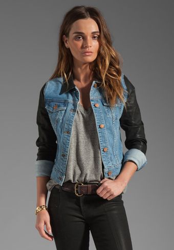 J Brand Coated Sleeve Denim Jacket in Bowie - Lyst