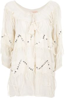 Las Noches Ibiza Ruffled Sequined Blouse - Lyst