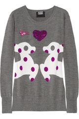 Markus Lupfer Loves Hillier Sequined Wool Deer Sweater