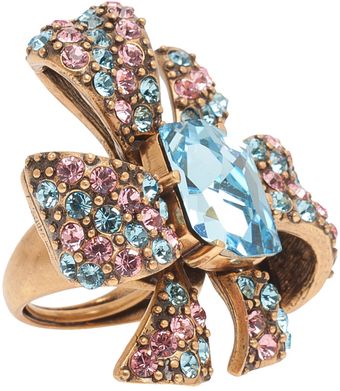 Oscar de la Renta Crystal Bow Ring - Lyst