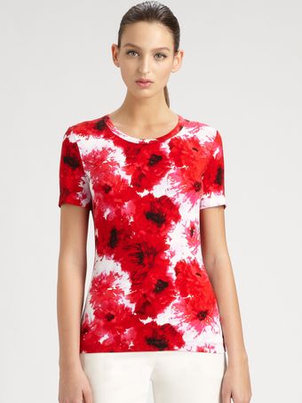 St. John Chrysanthemum Print Jersey Tee - Lyst