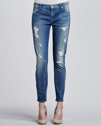 7 For All Mankind Cropped Skinny Jeans - Lyst