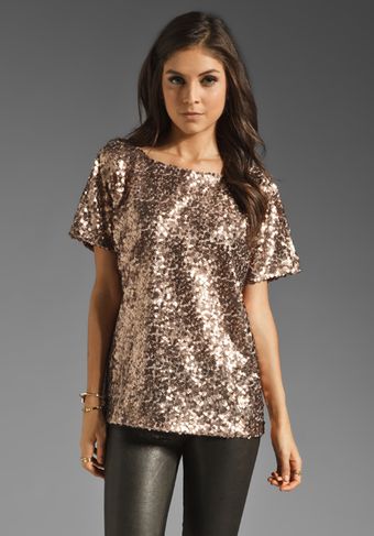 7 For All Mankind Sequin Tee in Brick Rose - Lyst