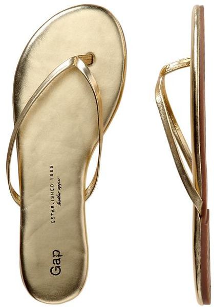 gold leather flip flop sandals