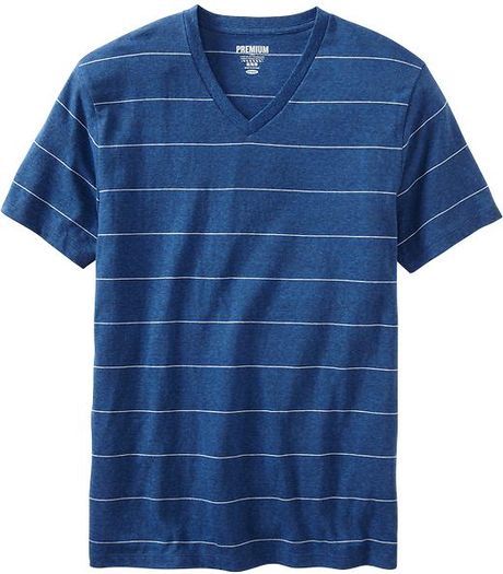 Old Navy Thinstripe Premium V-Neck Tee in Blue for Men (blue tango)