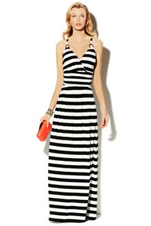 Vince Camuto Stripe Wrap Halter Maxi - Lyst