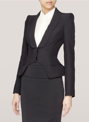 Alexander McQueen Shawl Collar Peplum Jacket - Lyst
