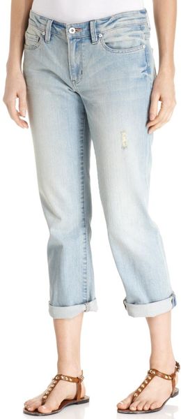 Calvin Klein Jeans Straight Leg Cropped Cuffed Light Wash - Lyst