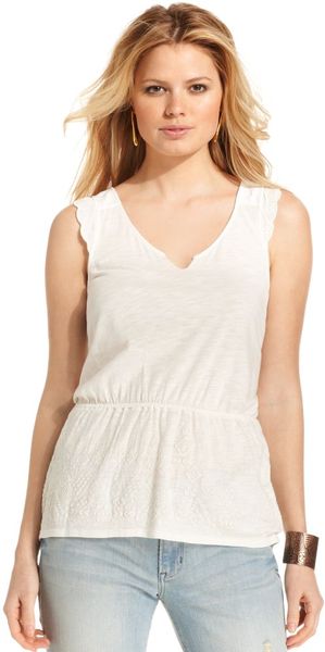 Calvin Klein Jeans Sleeveless Vneck Lace - Lyst