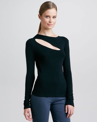 Donna Karan New York Longsleeve Slash Top - Lyst
