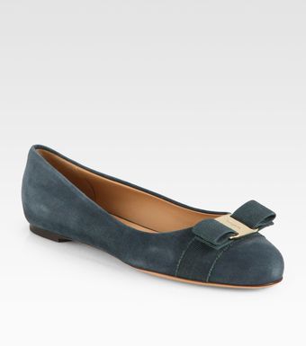 Ferragamo Varina Suede Ballet Flats - Lyst