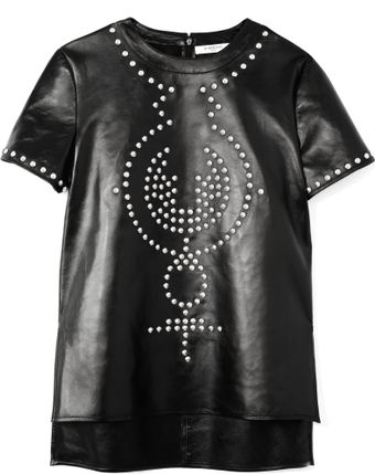 Givenchy Embellished Leather Tee - Lyst