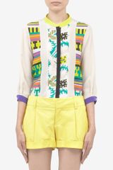 MSGM Aztec Panelled Silk Blouse