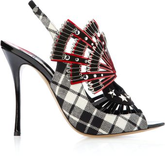 Nicholas Kirkwood Studded Tartan Peeptoe Bootie - Lyst