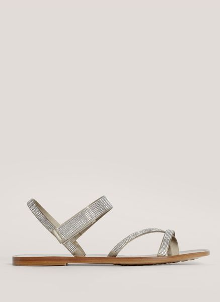 ... Garcia Ingrid Crystal Embellished Flat Sandals in Gray (grey) | Lyst