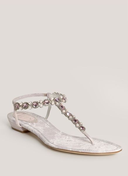 ... Caovilla Pearlandcrystal Embellished Sandals in Gray (pearl) | Lyst