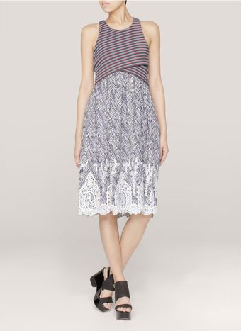Thakoon Striped Knit Printed Dress - Lyst